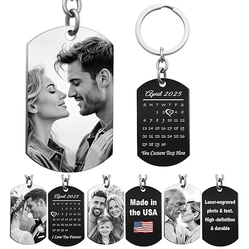 Custom Keychain Laser Engraved Personalized Calendar Date/Photo/Text Full Color Picture