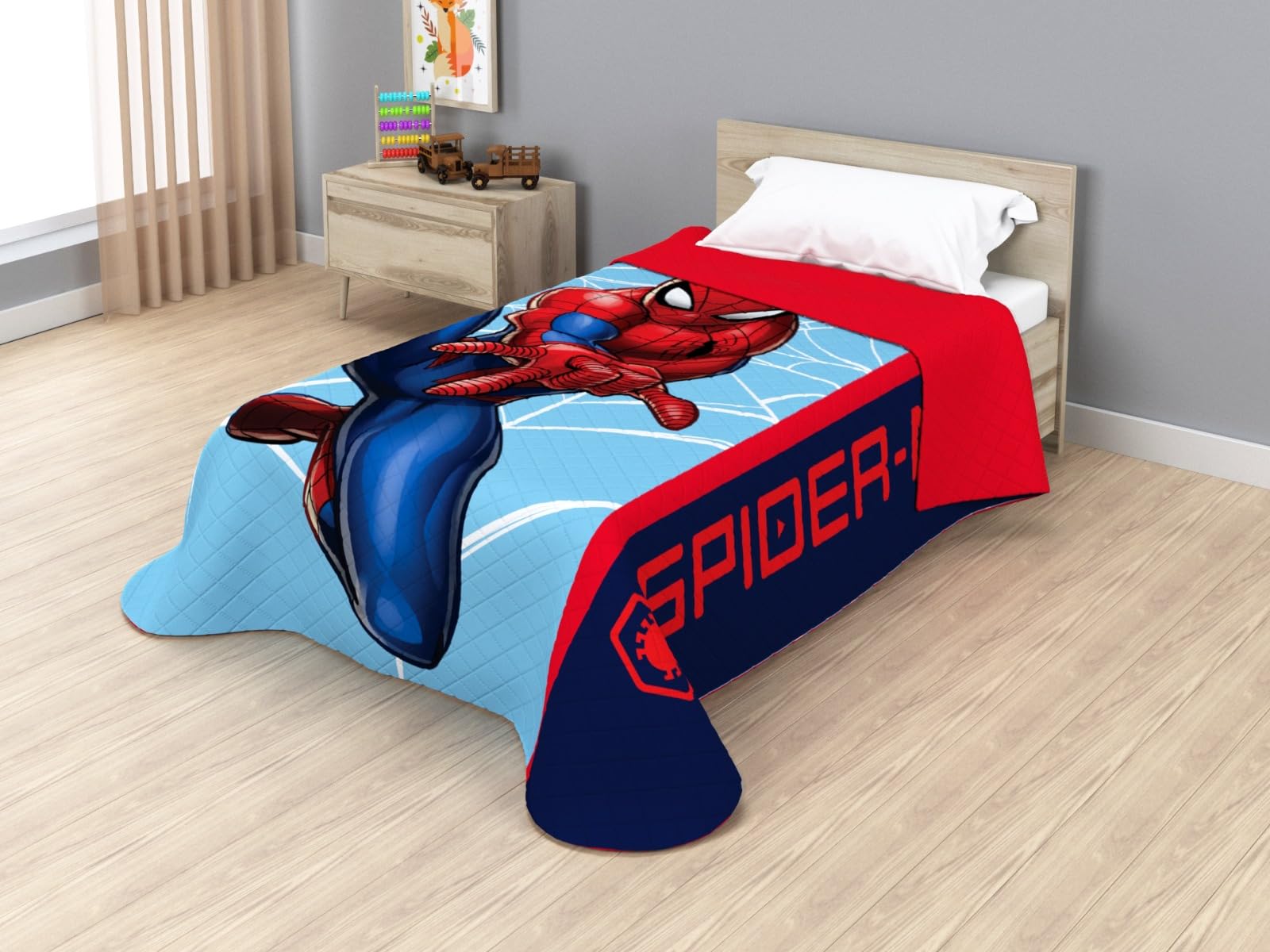 Disney Marvel Jay Franco Bouti Thermosealed Spiderman Web Head Quilt, 170 x 250 cm, Microfibre, 100gsm Filling JE12741ET