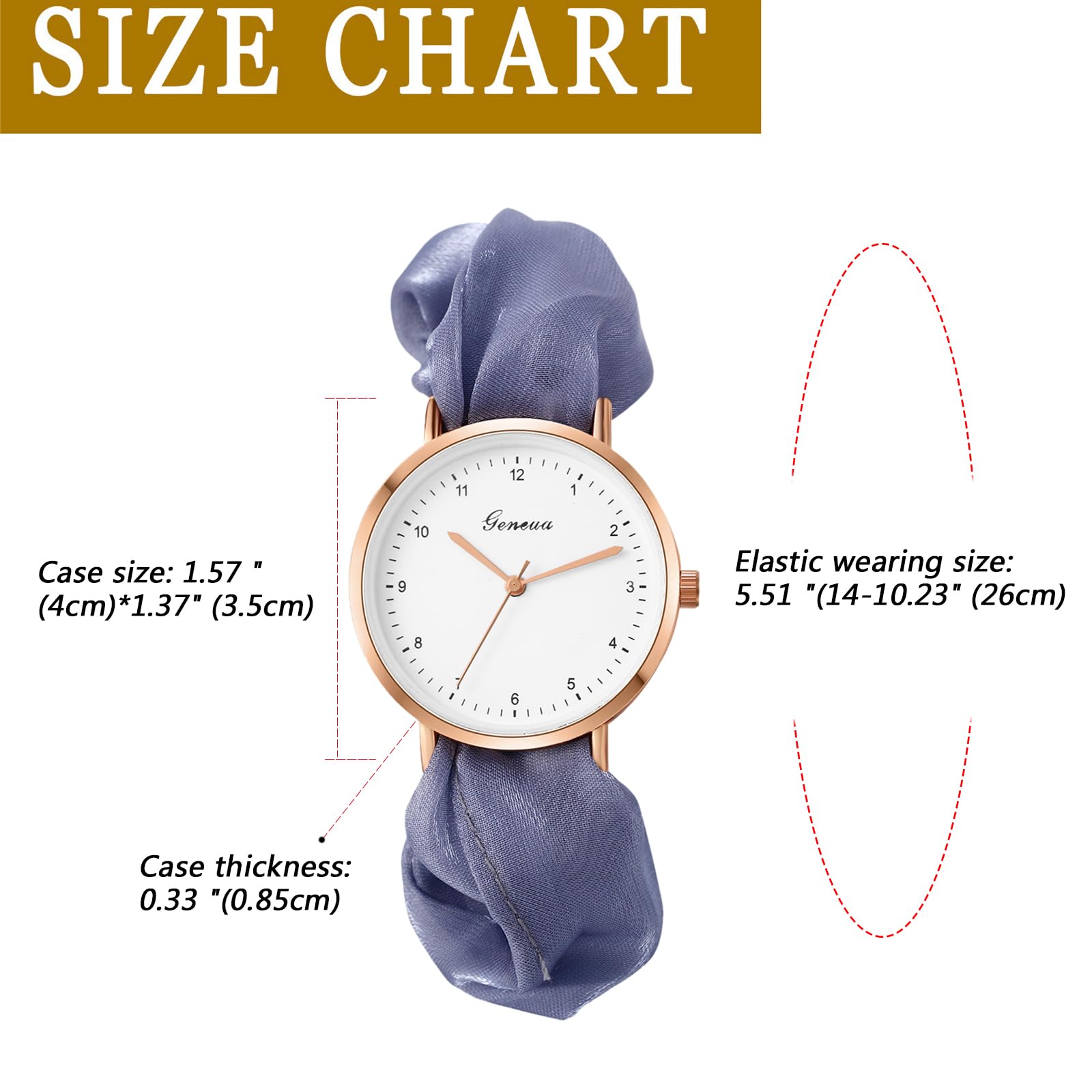 JewelryWe Uhren Damen Elastisch Haarband - Einzigartige Einfache Analog Quarz Armbanduhr Frauen Mädchen Uhr mit Haargummi Elastisch Armband Geschenk