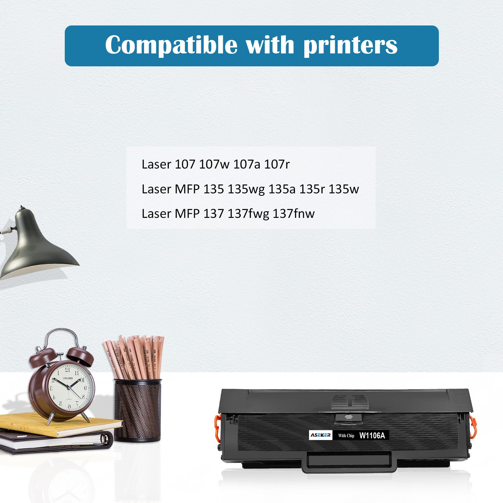 ASEKER Compatibile 106A W1106A Toner di Cartuccia per HP Laser 107 107w 107a 107r MFP 135 135wg 135a 135r 135w 137 137fwg 137fnw Stampanti 1000 Pagine ( Nero, con Chip )