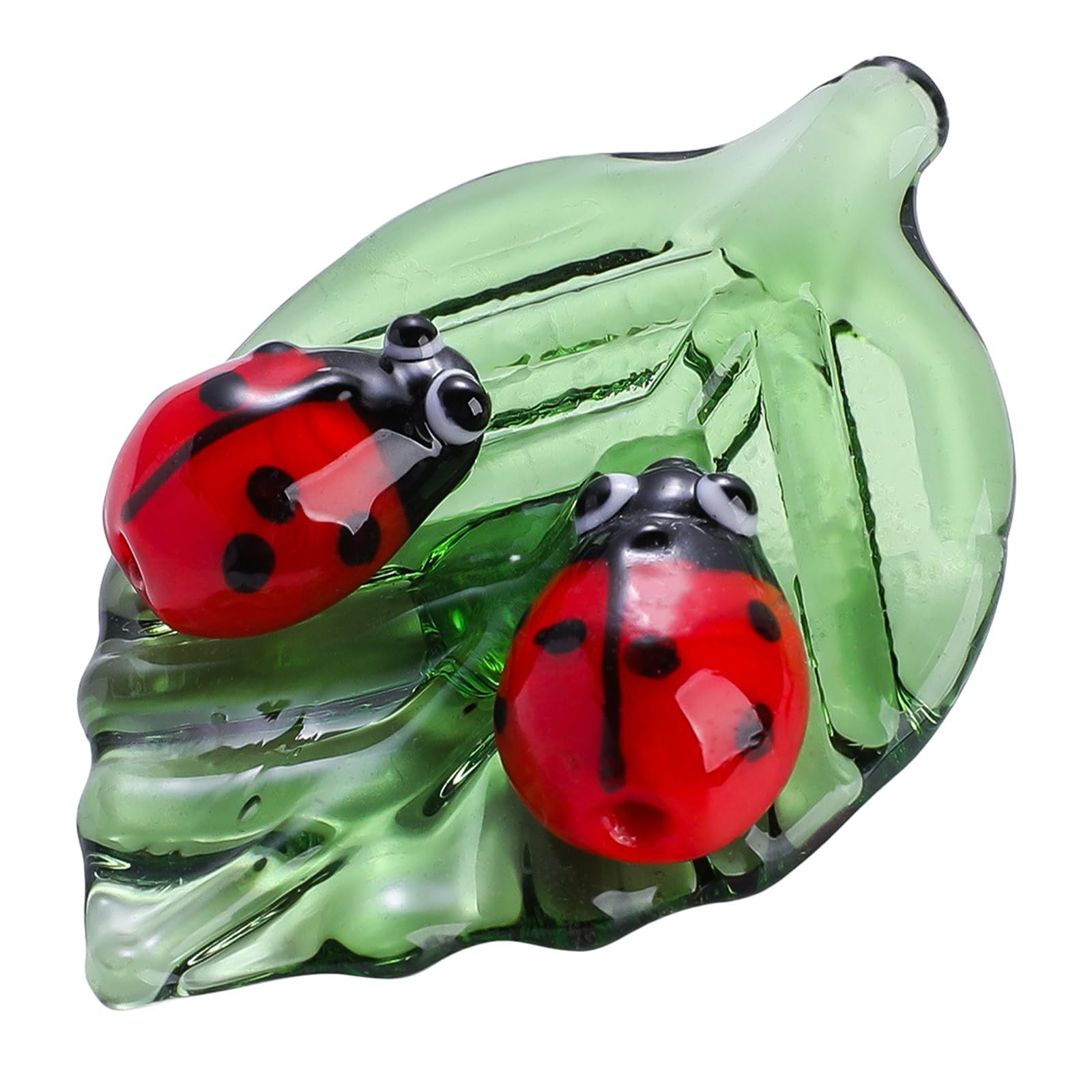 Qcbuegof Insectile Statue Glass Ladybirds Figurines Art Glass Animal Miniature Figurines for Collectibles, Home Decoration, Collectible Art