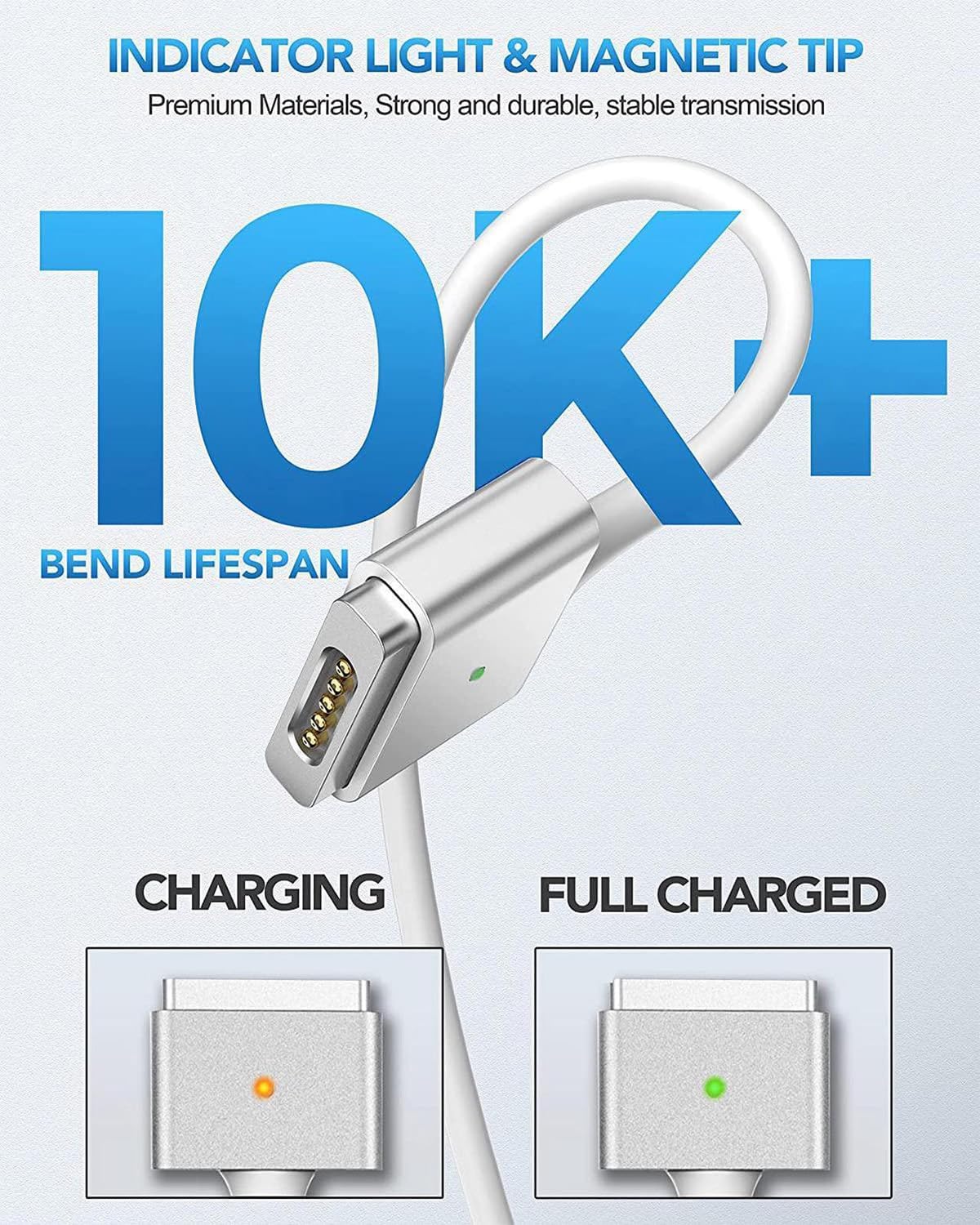 85W Mac Book Pro Charger, Mag 2 Power Adapter, Compatible with Mac Book Pro 13 inch-15 inch Retina (Between 2012-2018 Models) (85W T-Tip - White) - Image 6