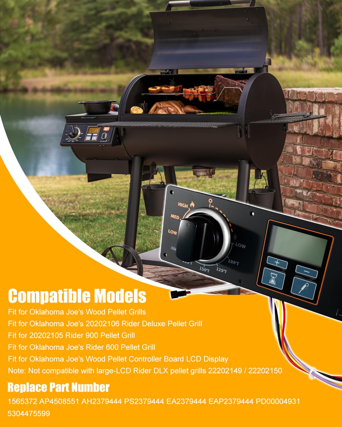 Upgraded Control Kit Fit for Oklahoma Joe's Wood Pellet Grills Comes with RTD Probe & Igniter, Control Board Digital Thermostat Controller for Pellet Grill & Smoker
