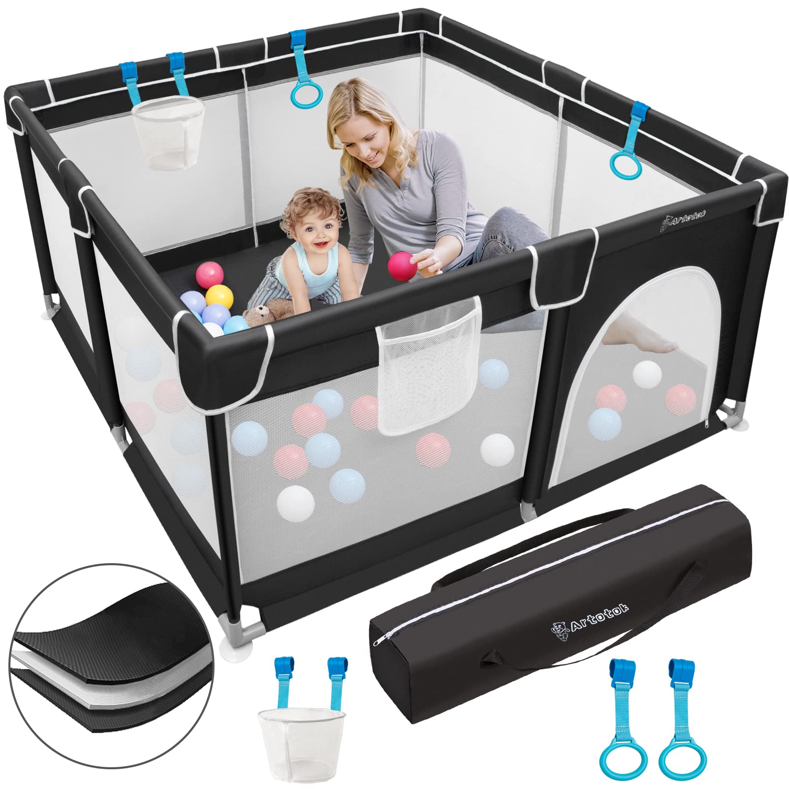 Artotok Baby Playpen, Playpen for Babies and Toddlers Baby Fence Baby Play Yard Indoor & Outdoor Kids Activity Center Baby Gate Baby Playpen 50 x50 Inch