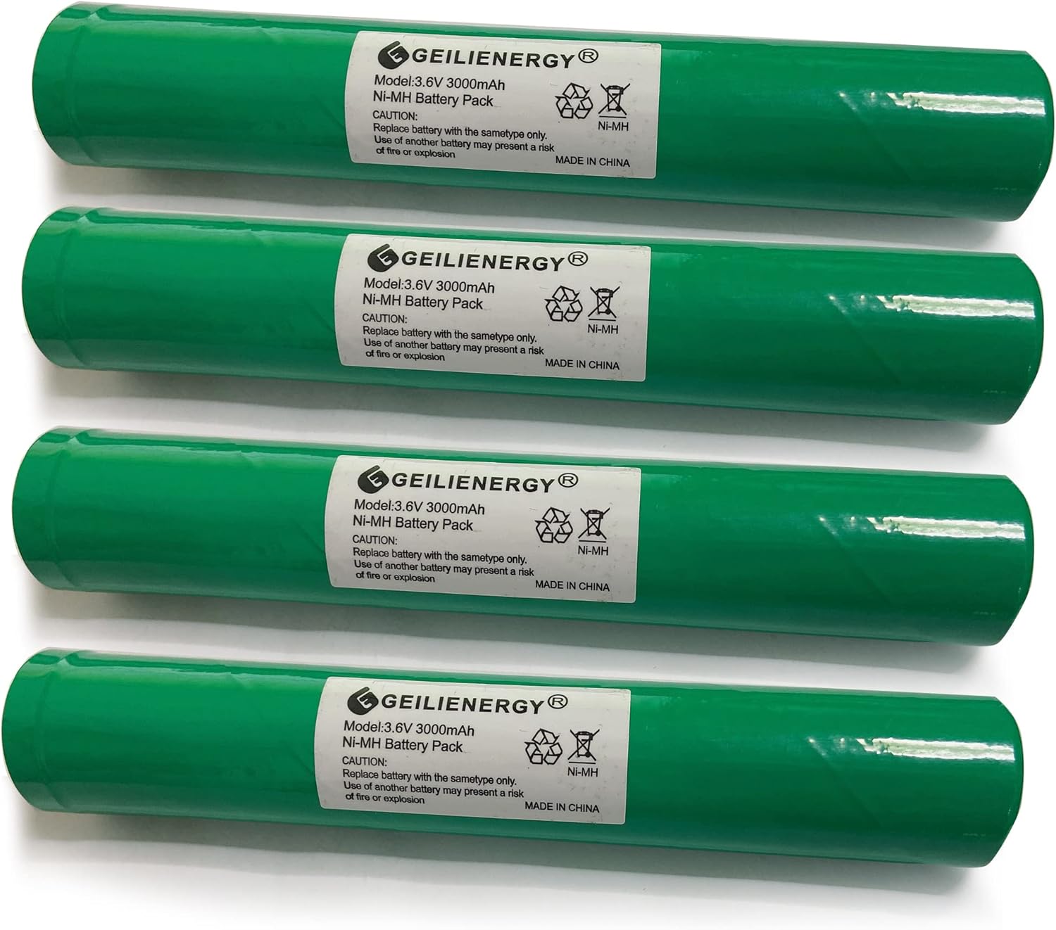 GEILIENERGY 3.6V 3000mAh 75375 Battery (4PACK) Compatible with Stinger 75375 75175 75176 LED HP, XT,DS,PolyStinger, Pelican M9, FL126 Flashlight