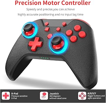 GCHT GAMING Anahtar Denetleyicisi, Switch Pro Kontrol Cihazı, Anahtar/Lite/OLED Kablosuz Anahtar Kontrolörü için Uyandırma Amiibo/NFC, Turbo, Hareket, Titreşim ve Uyumlu PC ve Buhar Modu (Siyah Rad)