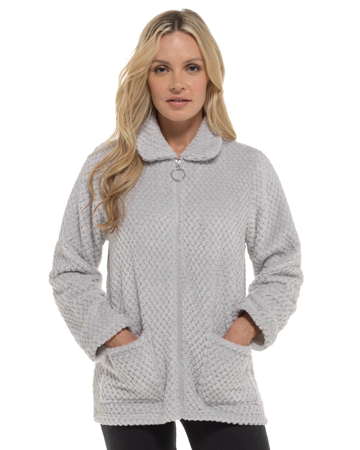Undercover Waffle Fleece Zip Bed Jacket LN1693 Grey 26-28