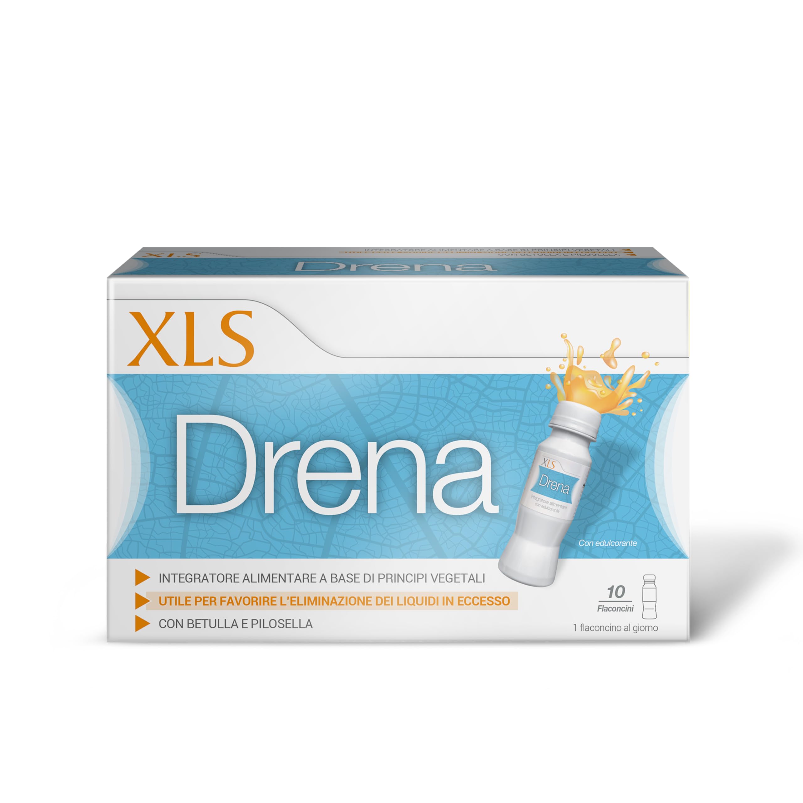 XLS Drena Integratore Alimentare Drenante per Donne, Confezione da 10 Flaconcini, 10 Unità (Confezione da 1)