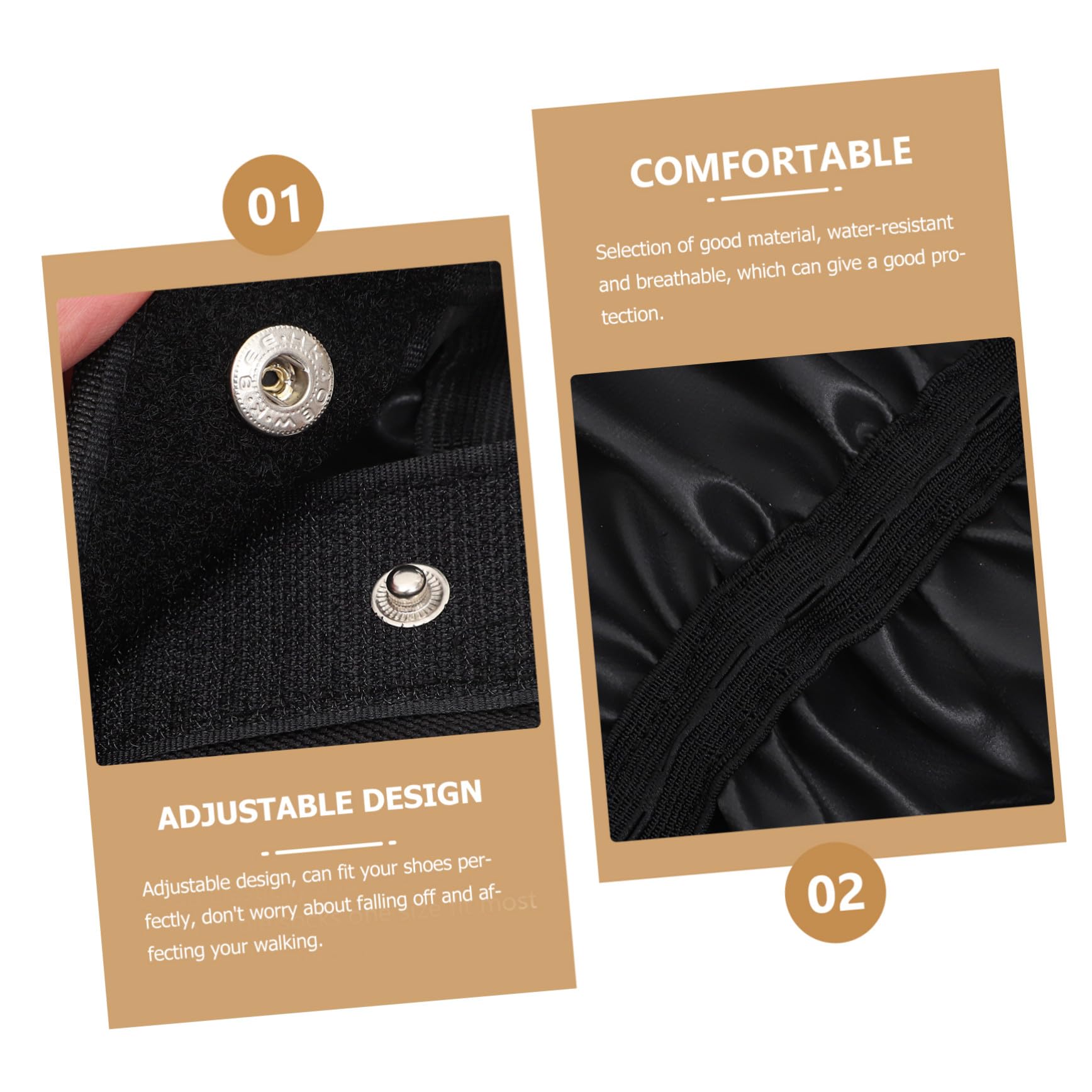 Guêtres Imperméables Ajustables 1 Paire en Tissu Oxford Noir pour Randonnée