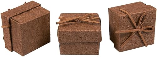 Miniatura 9 de Paquete de 12 cajas de regalo pequeñas de papel kraft con lazo para anillos y pulseras (marrón, 2 x 2 pulgadas)