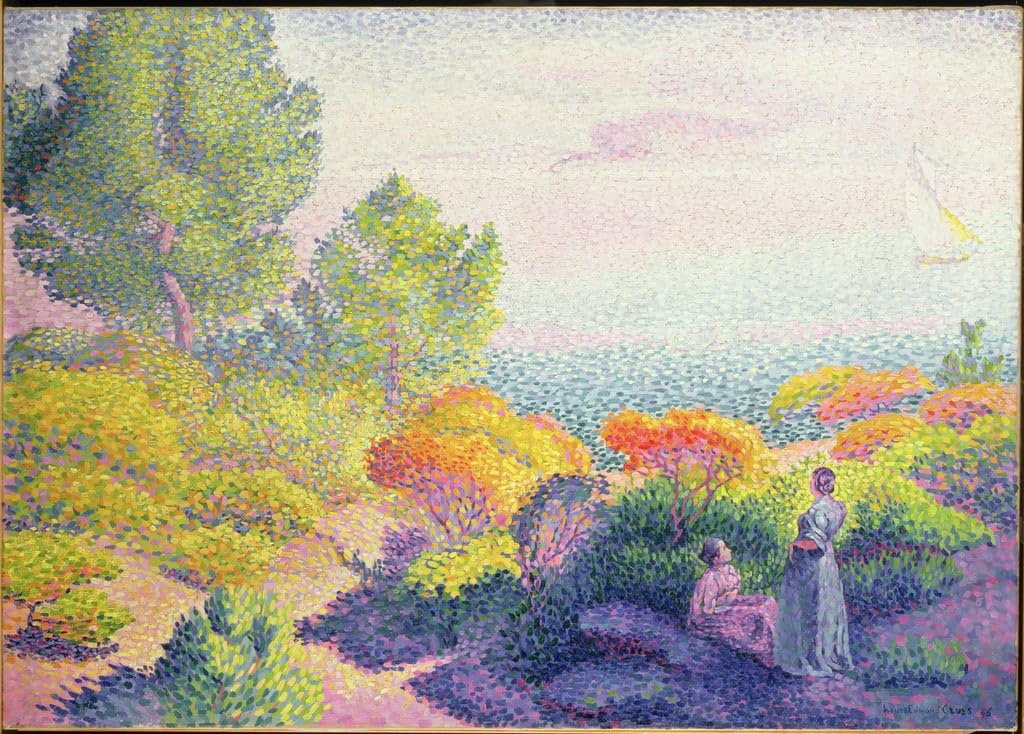 Poster Henri Edmond Cross 58x90 cm toile Paysage avec deux femmes