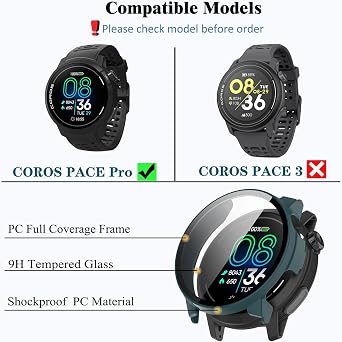 4 Pack PACE Pro Screen Protector Case Compitible with COROS PACE Pro Smart Watch, Ultra-Thin Scratch Resistant Cover with Tempered Glass for Women Men