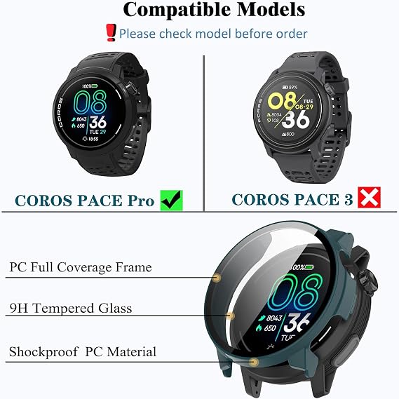 4 Pack PACE Pro Screen Protector Case Compitible with COROS PACE Pro Smart Watch, Ultra-Thin Scratch Resistant Cover with Tempered Glass for Women Men