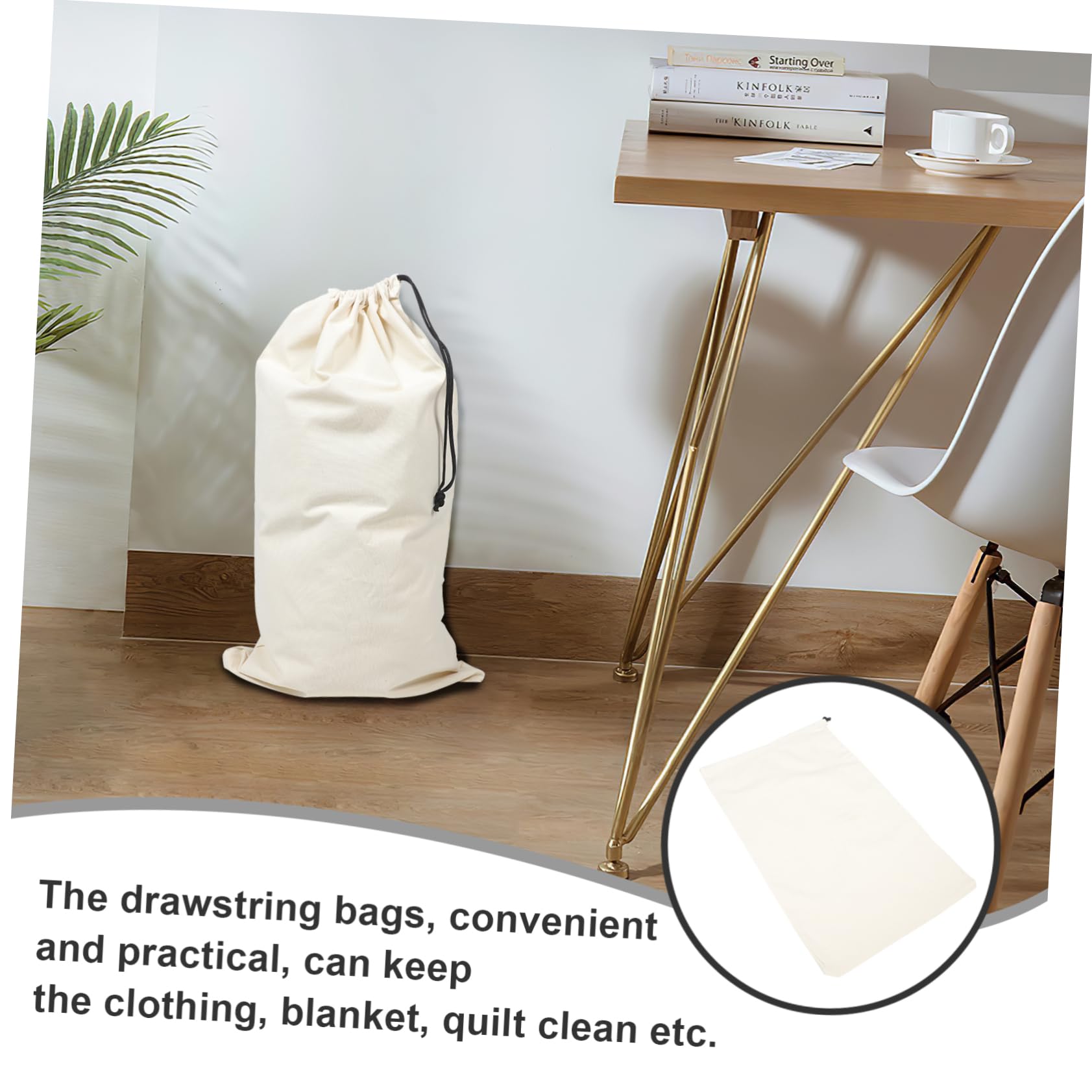 Anneome 2 Stück Wäschesäcke für Waschmaschine mit Kordelzug aus Canvas Großes Fassungsvermögen für Kleidung Decken und Reisen