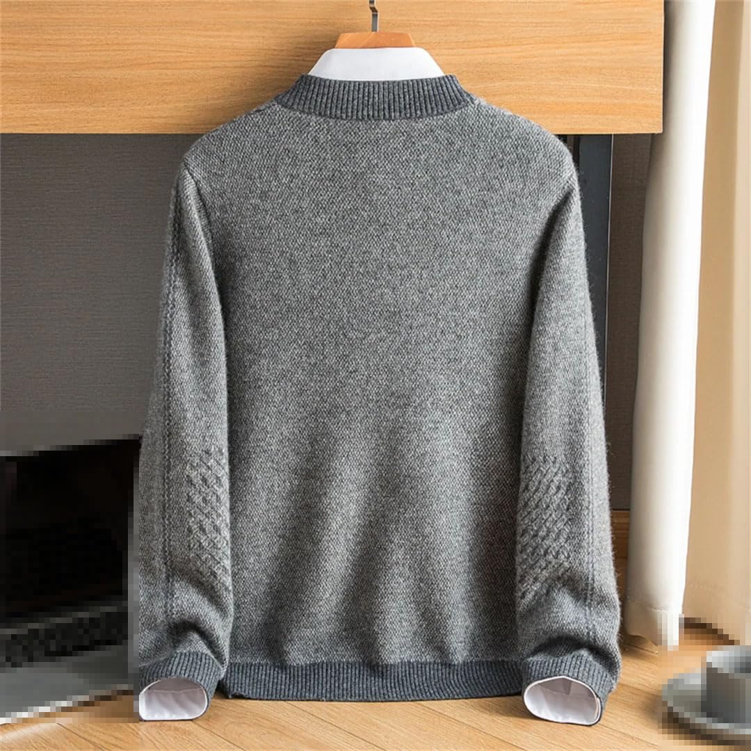 Vogrtcc Maglione da Uomo in Cashmere Ispessito Lavorato A Maglia con Scollo Tondo