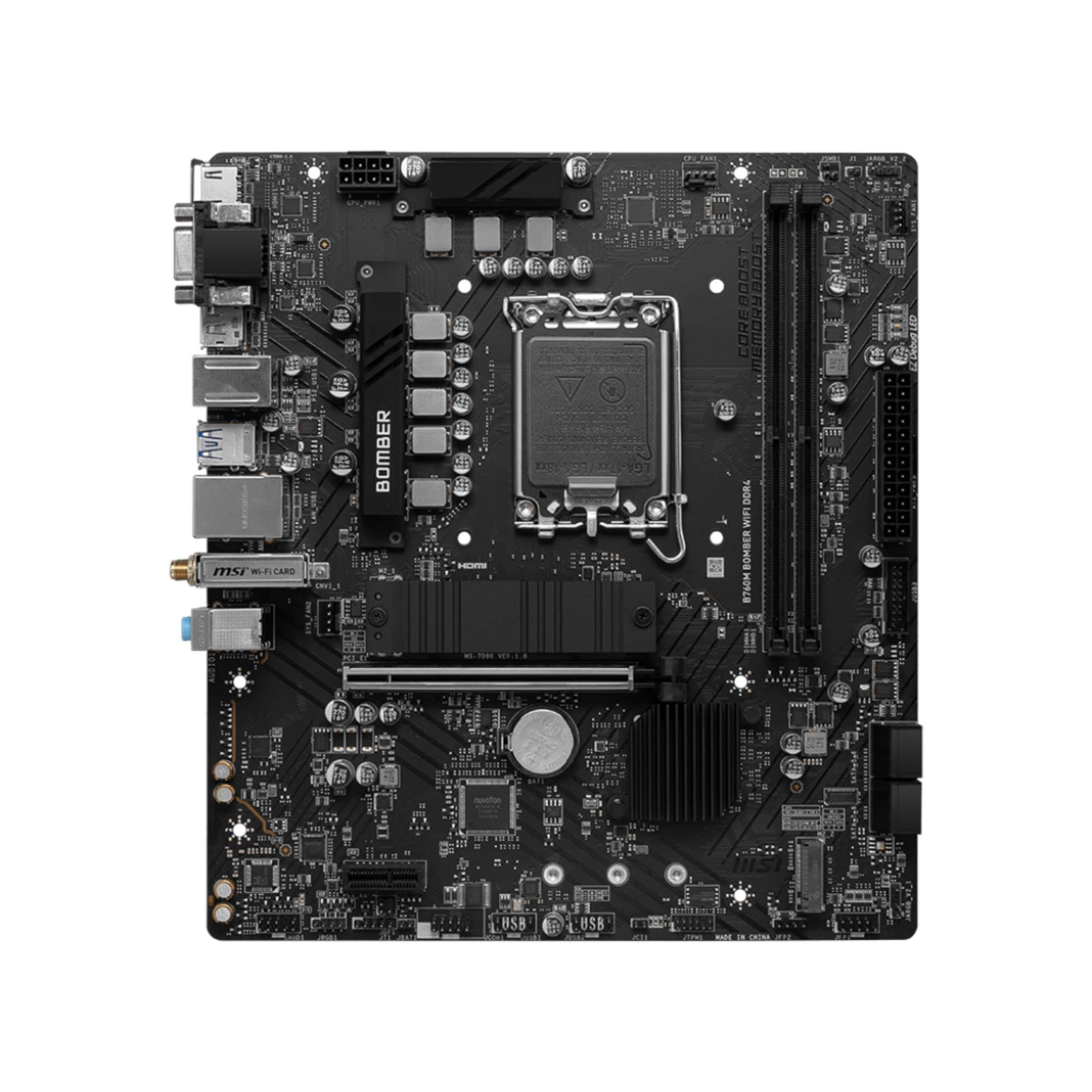 MSI B760M Bomber WiFi DDR4 Motherboard, Micro-ATX - Support Intel Core 14th/ 13th/ 12th Gen Processors, LGA 1700 – DDR4 Memory Boost 4800MHz/MAX, PCIe 4.0 x16 Slot, M.2 Gen4 Slot-picture-30