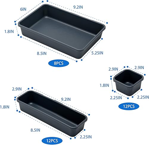 Miniatura 10 de BYCY Organizadores de cajones de oficina, 32 unidades, organizadores de cajones entrelazados, bandejas divisoras de almacenamiento (paquete de 32)