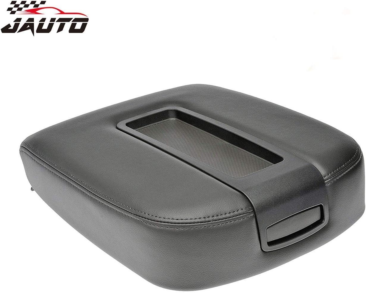 JAUTO Leather Center Console Lid Kit for 2007-2014 Chevy Chevrolet Silverado,Tahoe,Suburban,Avalanche,GMC Sierra,Yukon,Yukon XL - Replaces 15217111 15941534 - Black