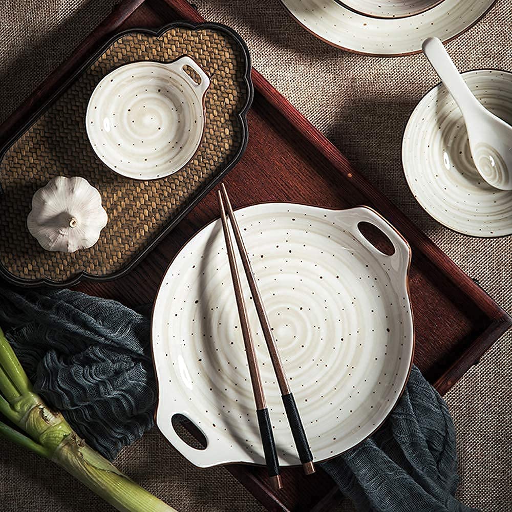 27-częściowy nordycki ceramiczny zestaw zastawy stołowej szara zastawa stołowa z miseczkami naczynia i łyżki – eleganckie połączenie prezentów do nowoczesnej jadalni