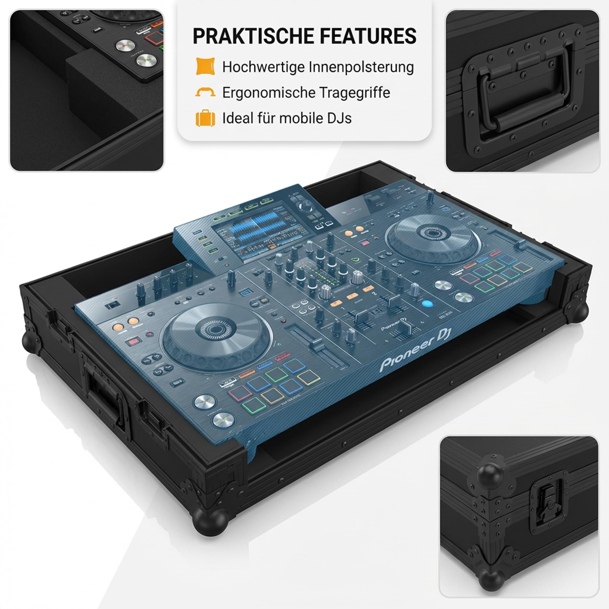 Zomo Flightcase P-XDJ-RX2 NSE – kompatibel mit Pioneer DJ XDJ-RX2 – DJ Equipment Case 782 × 535 × 209 mm – Schwarz – Robustes Sperrholz