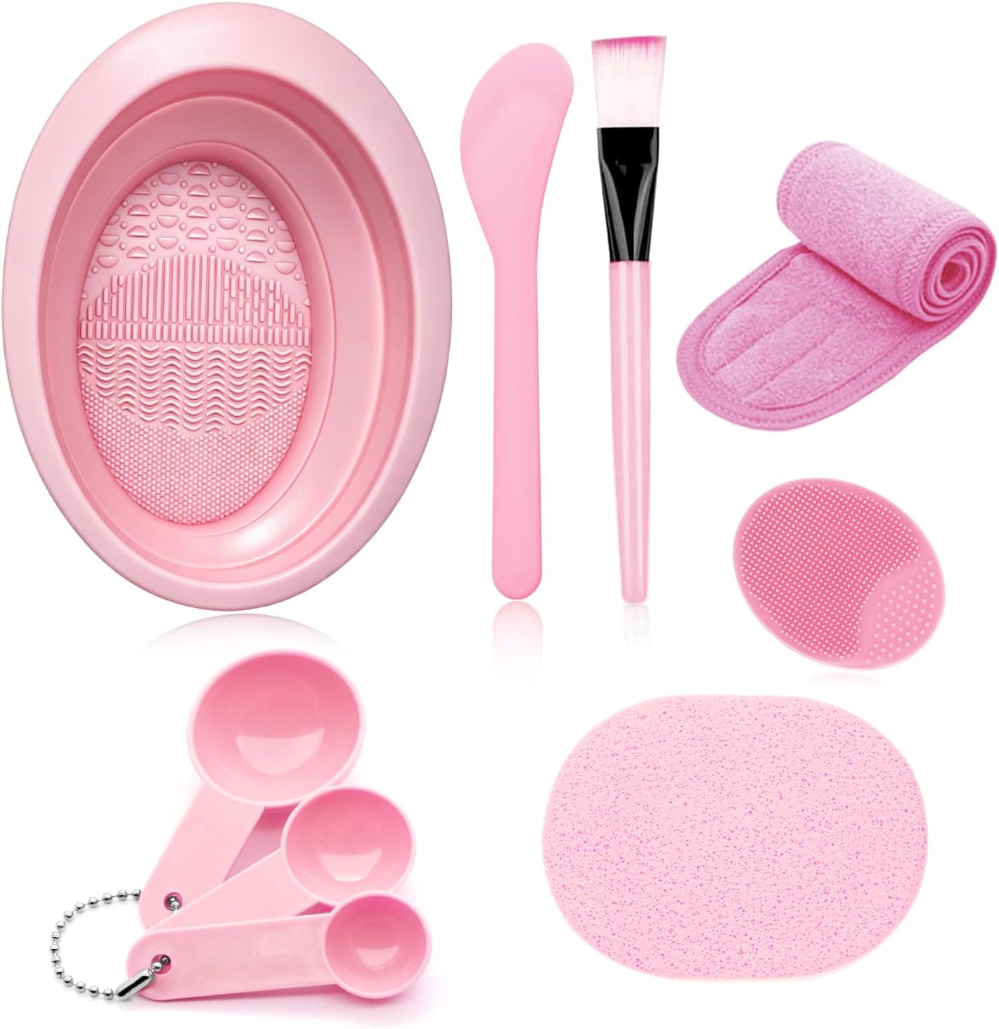 Face Mask Mixing Bowl Set, Lady Facial Care Facemask Mixing Tool Sets include Facial Mask Mixing Bowl Stick Spatula Silicone Cream Mask Brushes(pink)-christmas gifts