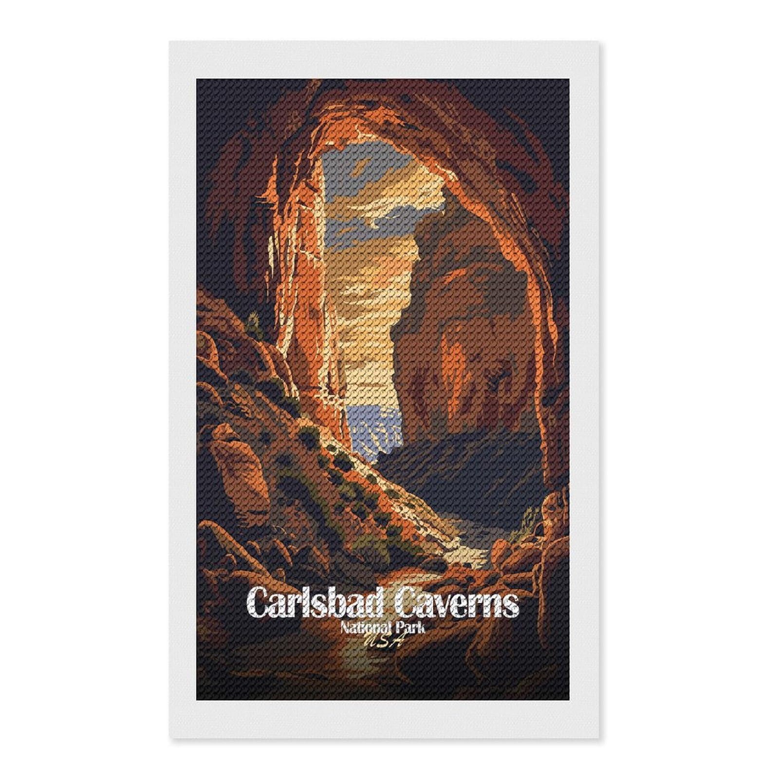 Junmoney Carlsbad Caverns National Park Diamond Painting Kit 12"x20", Easy Handmade Project, Cosy Home Accent, for Craft Lovers, Holiday Gift Idea
