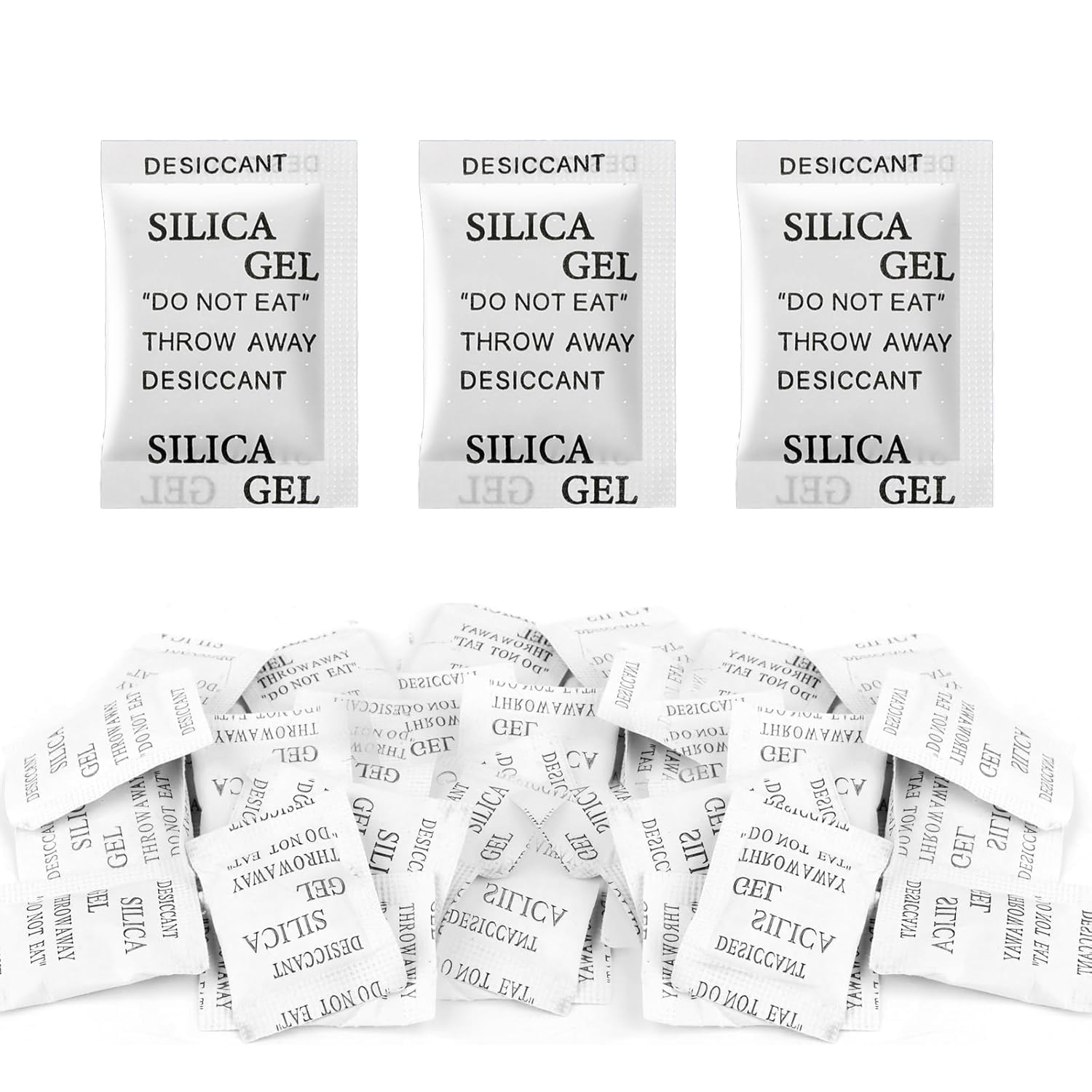 100 Paquetes Silica gel Bolsitas,desecante,Silice Antihumedad,de Gel de sílice desecante Absorbente de Humedad,para Deshumidificación de Muebles,Ropa,etc.