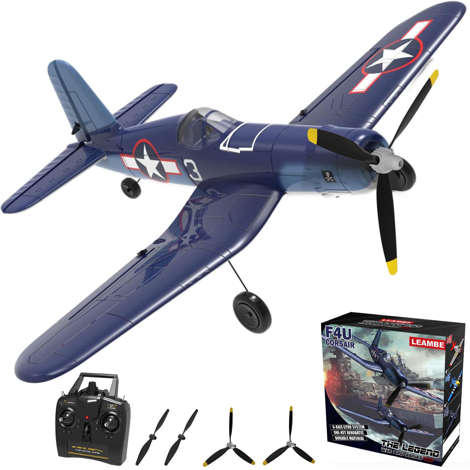 LEAMBE 4 Channel RC Plane - Ready to Fly Aerobatic Aircraft, Easy Control for Beginners, F4U Corsair RC Airplane Best Gift for Boys
