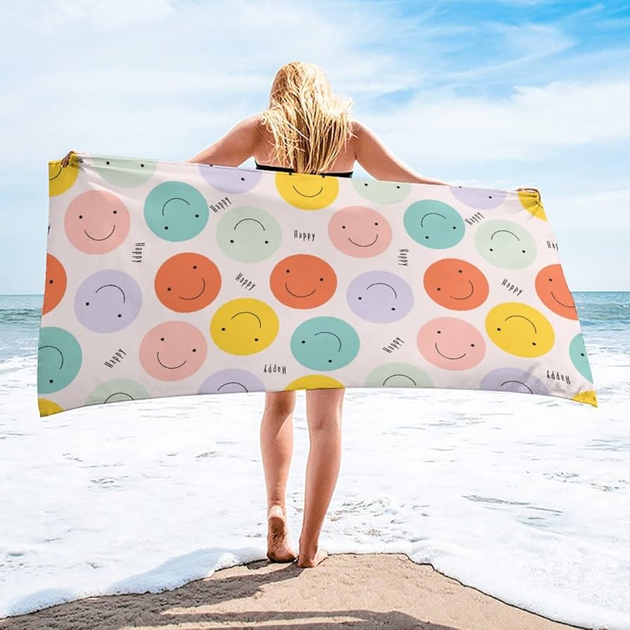 Amazon.com: TICKPOT Happy Smile Face Beach Towels for Women
