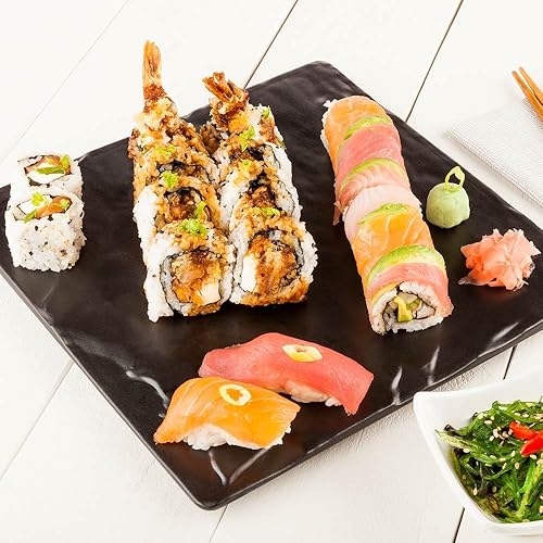 Miniatura 3 de Restaurantware Voga - Platos de servir de 10 x 10 pulgadas, 4 tablas cuadradas de charcutería, imitan el aspecto de la melamina negra pizarra,