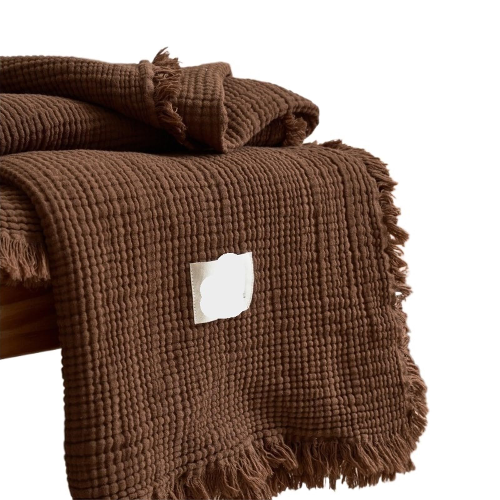 HKSDKABOP 4-Layer Muslin Gauze Throw Tassel AB Side Sofa Cover Multiple Sizes(Color5,200x230cm)