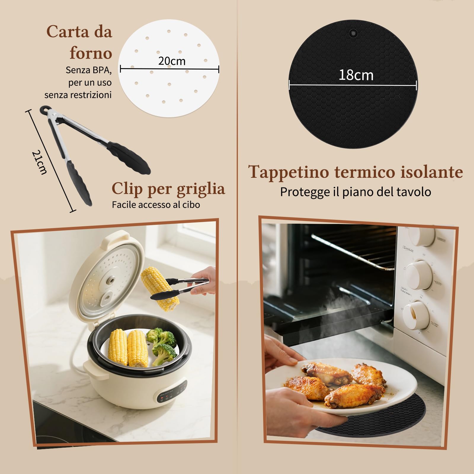 Accessori Friggitrice ad aria,12 Friggitrice ad aria accessori con Griglia, Pizza Teglia, Silicone Contenitore Waffle, Senza BPA, per Aigostar COSORI Cecotec Ninja Philips 5,5L 6L 6,2L 6,5L