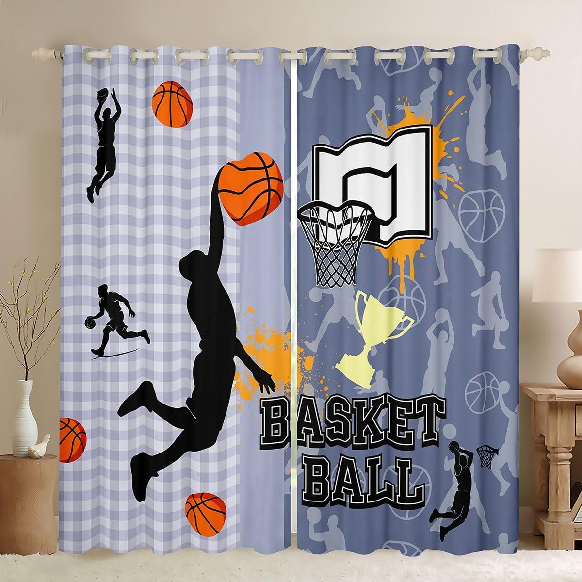 Feelyou Kids Boys Girls Basketball Blackout Curtains 2 Panels 38x45 Inch