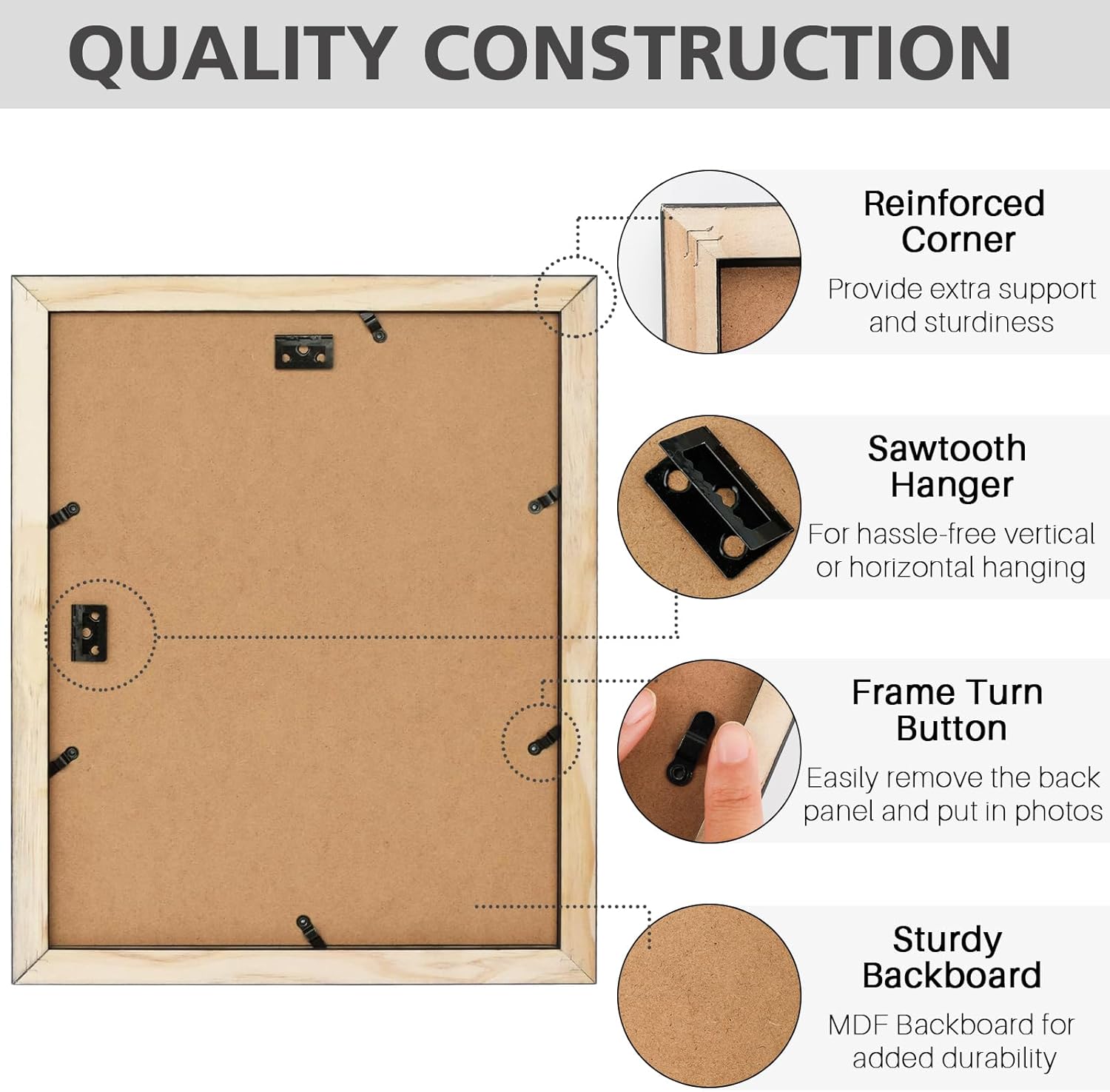 Golden State Art, 11x14 Black Picture Frame Made of Solid Pine Wood And Tempered Glass, Display for 8x10 Picture with Mat or 11x14 Picture without Mat Wall Display, 4 Pack