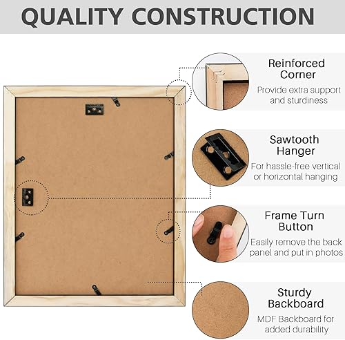 Miniatura 7 de Golden State Art Marco de fotos negro de 11 x 14 pulgadas hecho de madera de pino 100 maciza y vidrio templado exhibición para fotos de 8 x 10