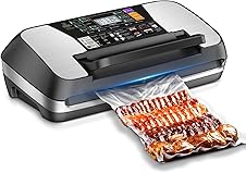 [78% off] 95kpa Vacuum Sealer Machine, Commercial Full Automatic Food Sealer, Food Vacuum Sealing Machine with Cutter, 10 Pre-cut Bags & Bag Rolls and Accessory Hose, Fully Starter Kits, Black silver