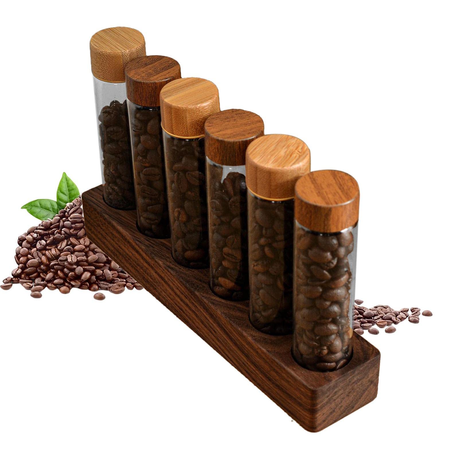 Coffee Bean Storage Tubes | Wooden Coffee Beans Tea Rack | Wooden Test Tube Stand | Wooden Rack Glass Test Tubes Holder Properly Arrange Storage