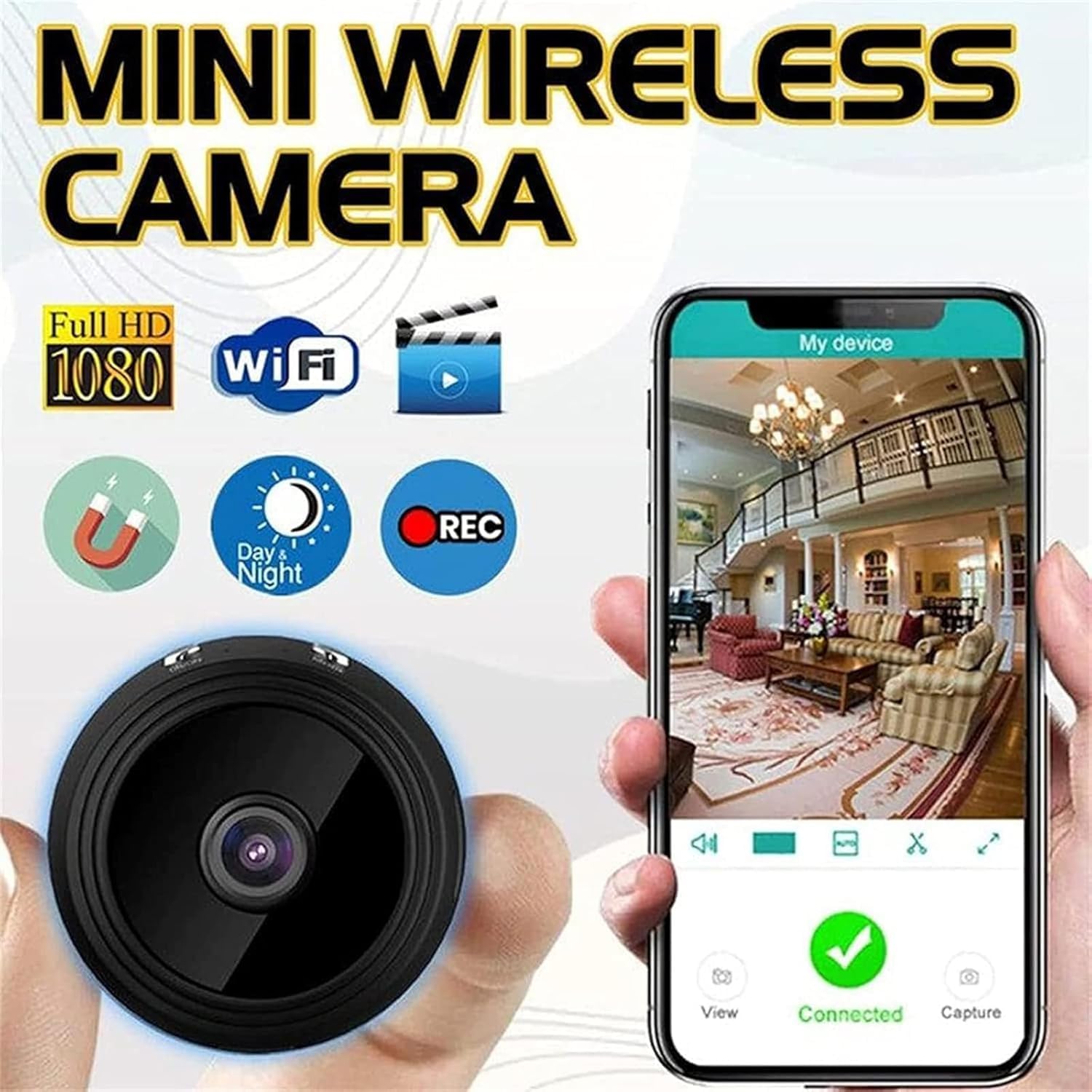 Kamera bezpieczeństwa Wi-Fi, zewnętrzna bezprzewodowa mini kamera 1080p do domu, chroń swój dom i rodzinę dzięki tajnej lunecie