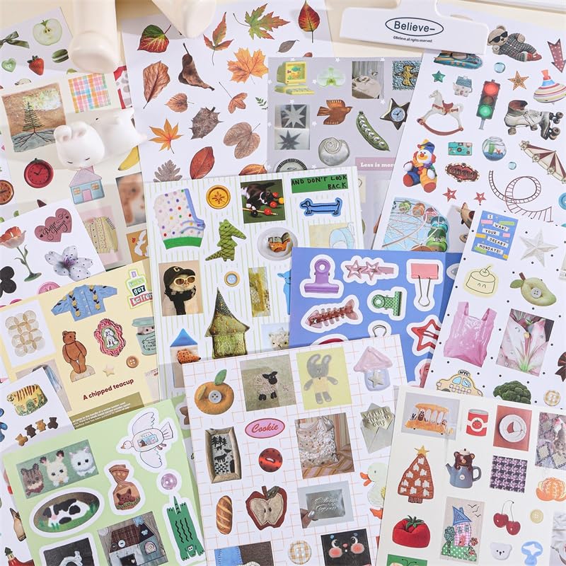 Image of Girl's Korean Sticker Book, Food and Daily Life Theme - 1300+ Cute Dream Style Foodie Stickers, for DIY Scrapbooking Journaling Handbook Decoration Vintage