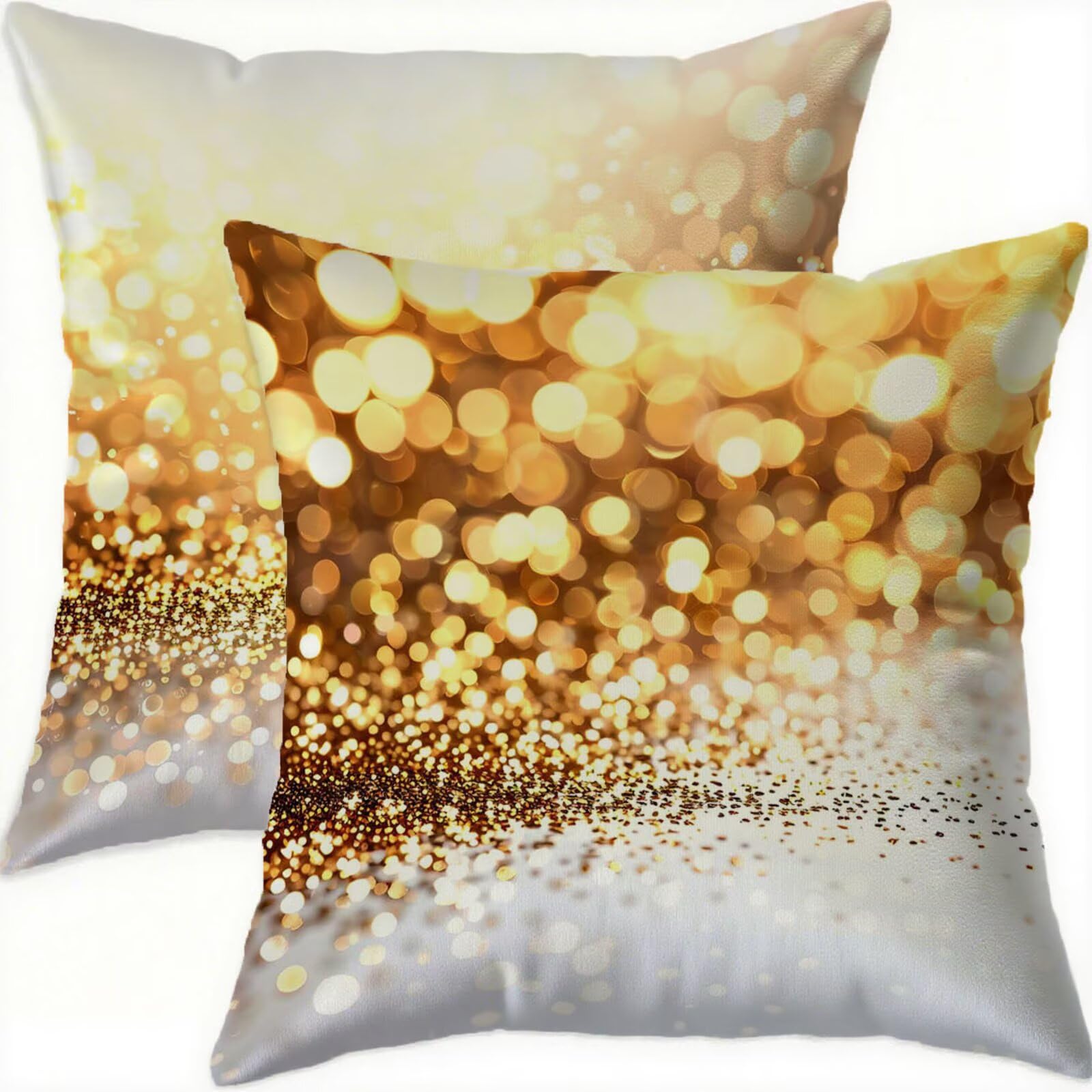 Housse coussin 80x80cm doré velours blanc imperméable fini les taches sur canapé