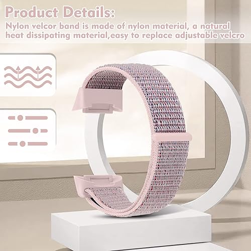 Miniatura 5 de Correas de reloj de nailon compatibles con Fitbit Charge 5, paquete de 5 correas de repuesto ajustables suaves y transpirables para Charge 5,