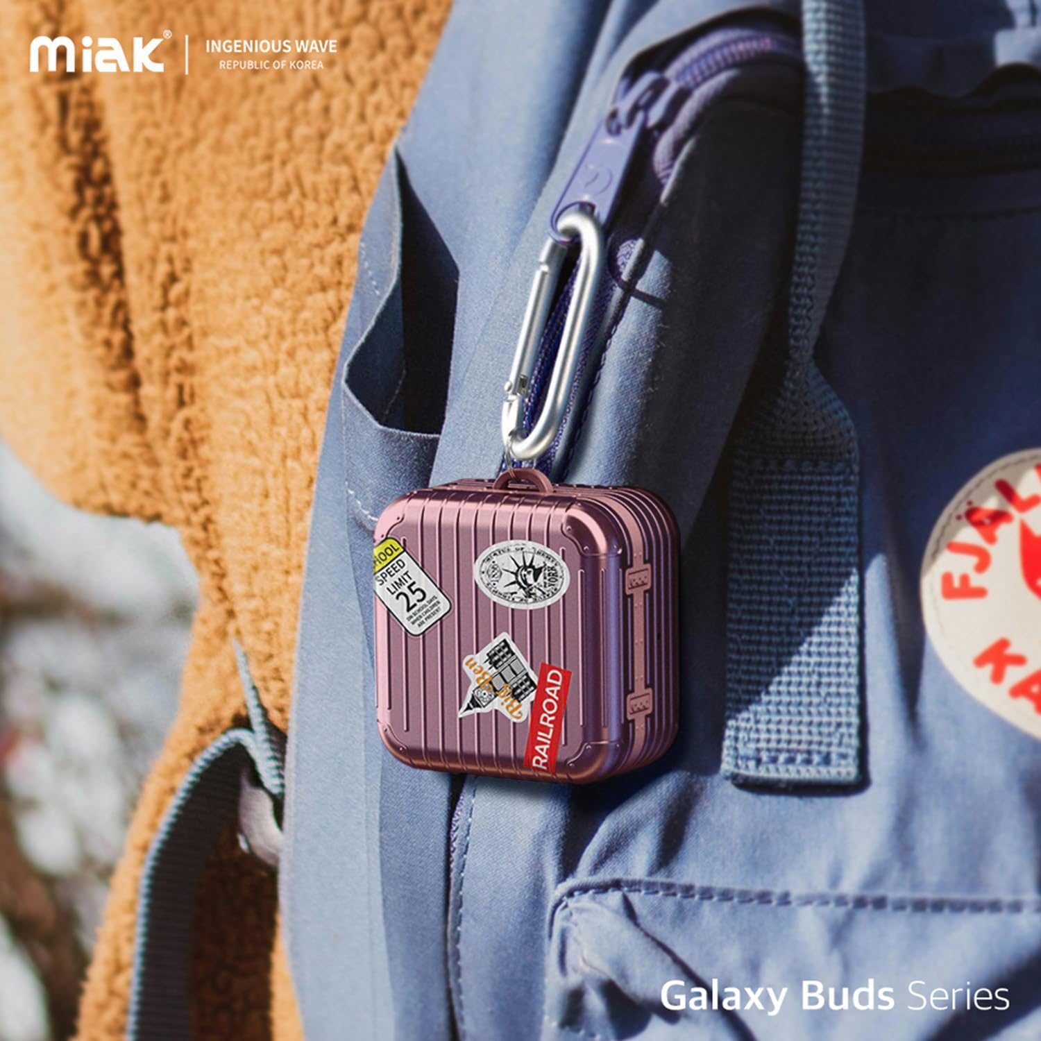 miak Galaxy Buds Case (Buds2/Buds2 Pro/Buds Pro/Buds Live/Buds FE) Carrying Case [Shock Resistant, Double Layer Structure, Hard Case with Carabiner, Decorative Sticker Customization] Samsung Galaxy