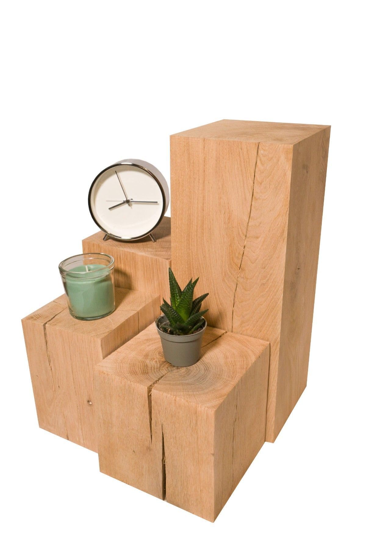 Bloques de Roble, Bloques de Madera Maciza de 15x15x...cm, columnas de Roble tratadas, Bloques Decorativos de Madera, Soporte de Flores, Natural, rústico, Hecho a Mano, Artesanal (15x15x40cm)