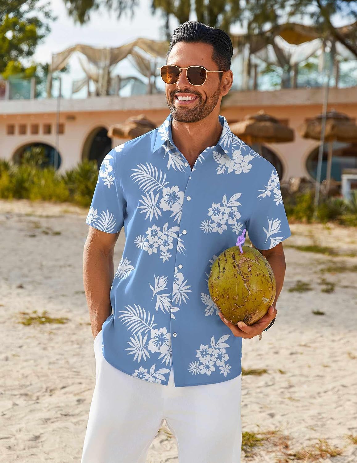COOFANDY Mens Hawaiian Shirt Short Sleeve Button Down Shirts Tropical Floral Summer Beach Shirts