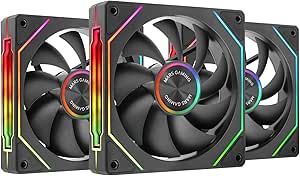 Mars Gaming MF-3A Kit 3x FDB 120 mm ARGB Rainbow 360º Lüfter ohne Rahmen, Doppelanschluss, Schwarz