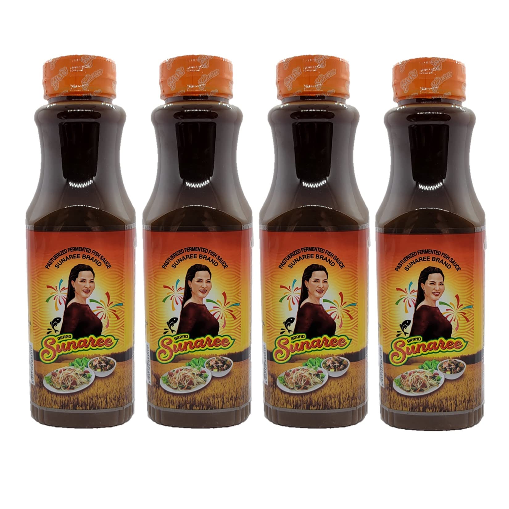 Sunaree Thai Fermented Fish Sauce Nam Pla La Authentic Brand from Thailand Papaya Salad dressing (350ml, 4)