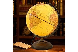Vintage World Globe with LED Night Light