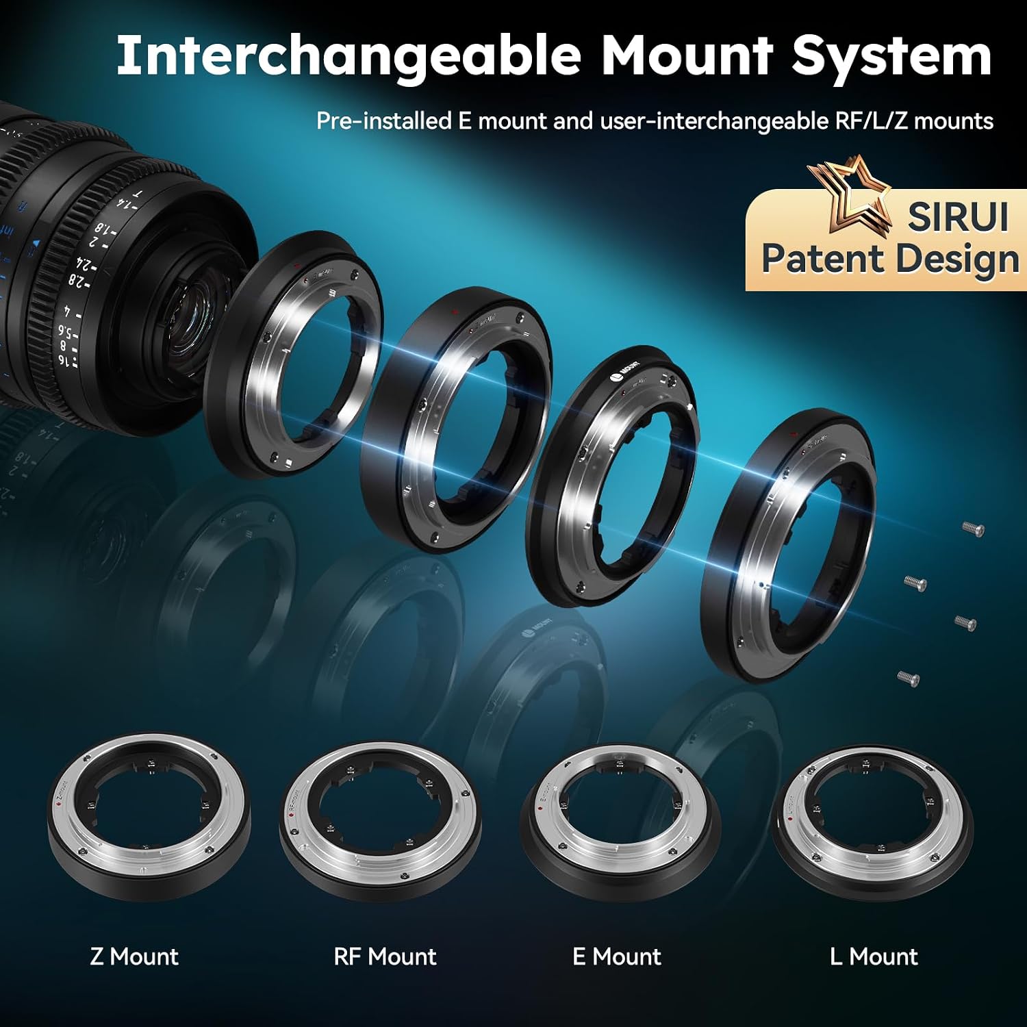 SIRUI VP-1 Vision Prime 1 T1.6 — полнокадровый кинообъектив, 15 мм, ручной кинообъектив с заводским креплением E и сменными креплениями RF/Z/L (черный)