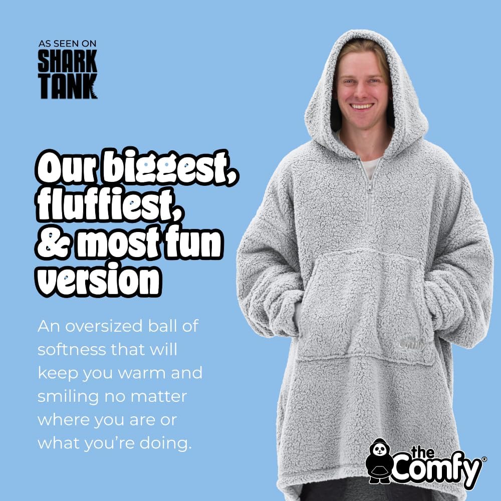 THE COMFY Teddy Bear Quarter-Zip|Oversized All Sherpa Wearable Blanket With Zipper, Seen On Shark Tank - Image 3