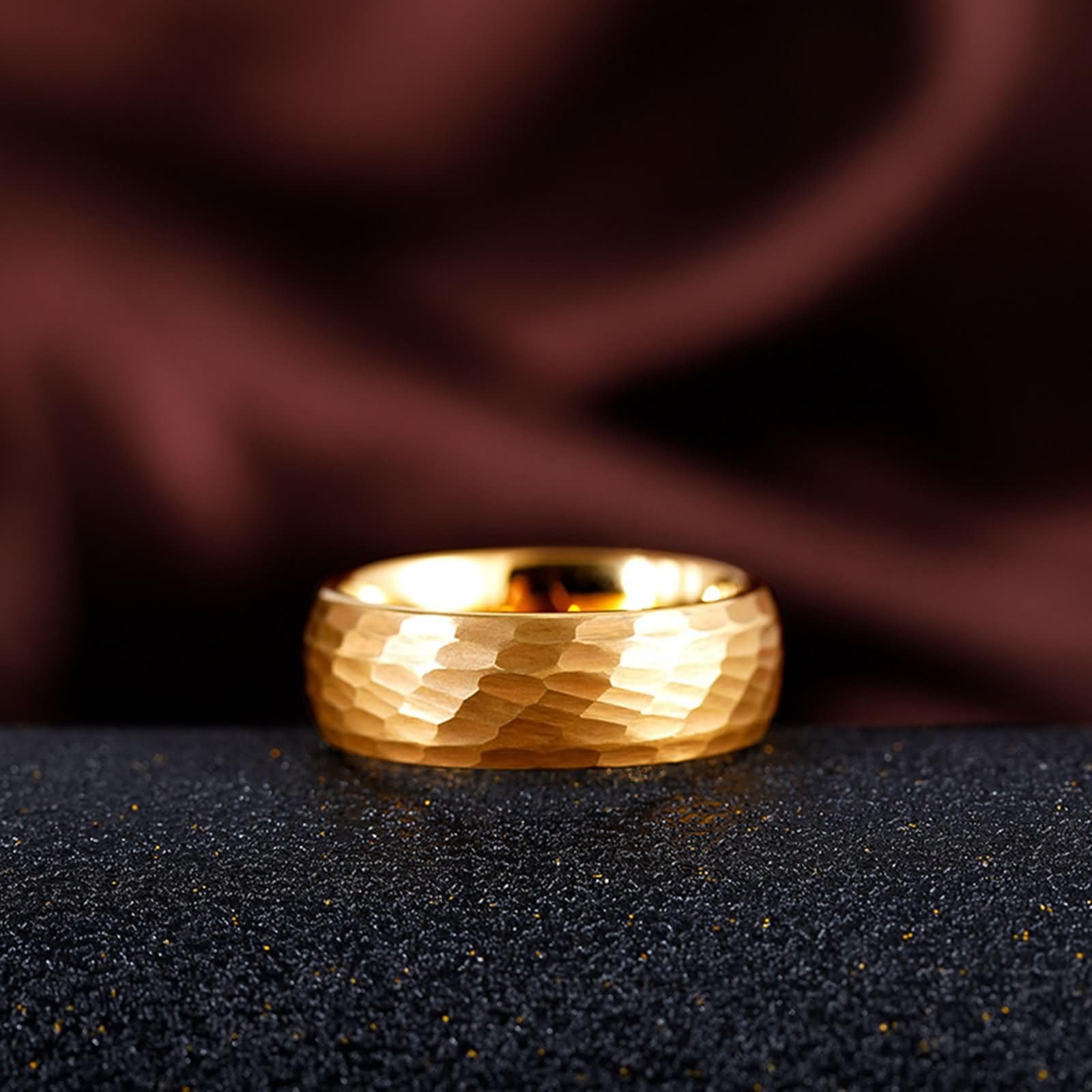 Alliance en Tungstène pour Homme Gravée, 8MM Rond Brossé Bague pour Mariage en Or Homme